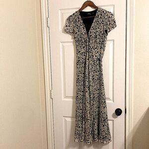 Ralph Lauren Black and White Floral Maxi Dress Size 6
